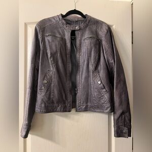Women's Gray Leather Jacket